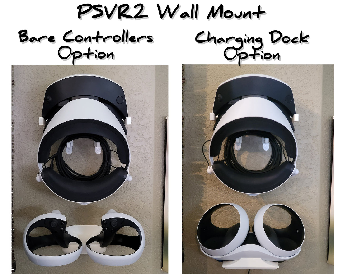 PSVR2 Wall Mount - No Damage Command Strips or Screw Anchor Versions Available.