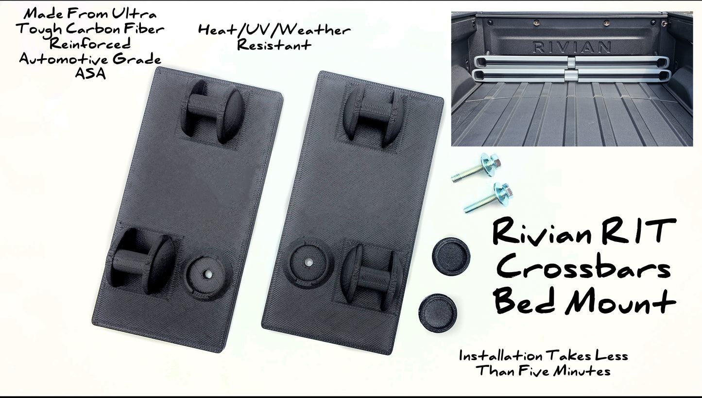 Rivian R1T Crossbars Bed Mounts | Carbon Fiber ASA-CF | No-Drill Storage Solution | Includes Extended Hardware