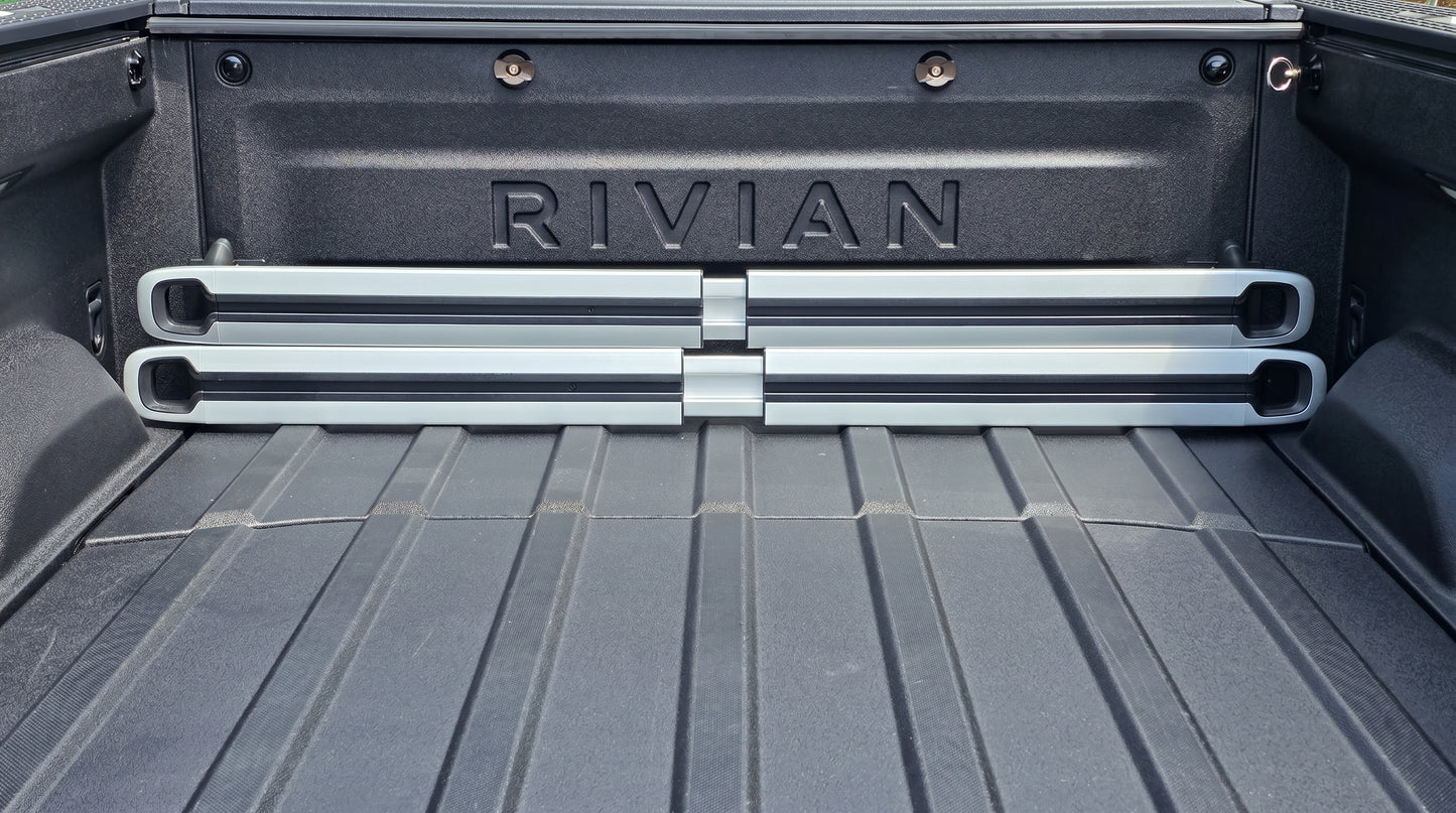 Rivian R1T Crossbars Bed Mounts | Carbon Fiber ASA-CF | No-Drill Storage Solution | Includes Extended Hardware
