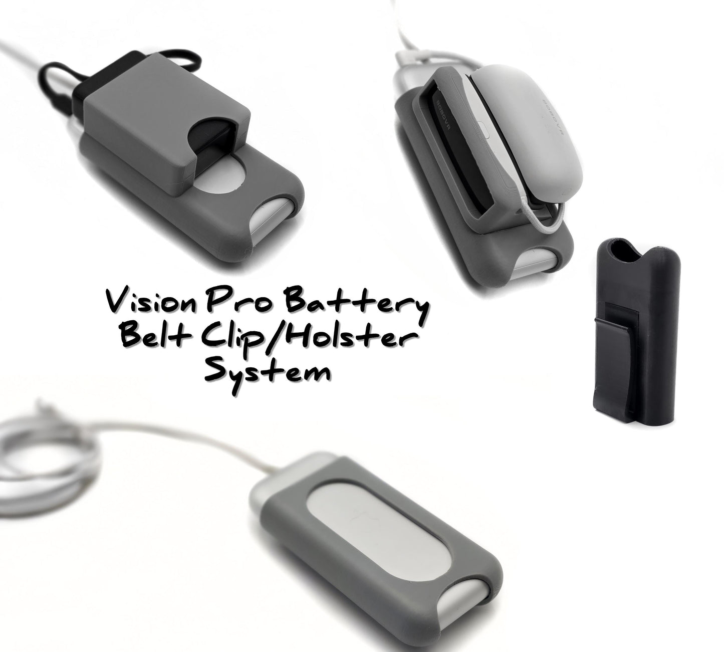 Battery holster/clip for Apple Vision Pro, BoboVR PD100 & Baseus Picogo mount options!