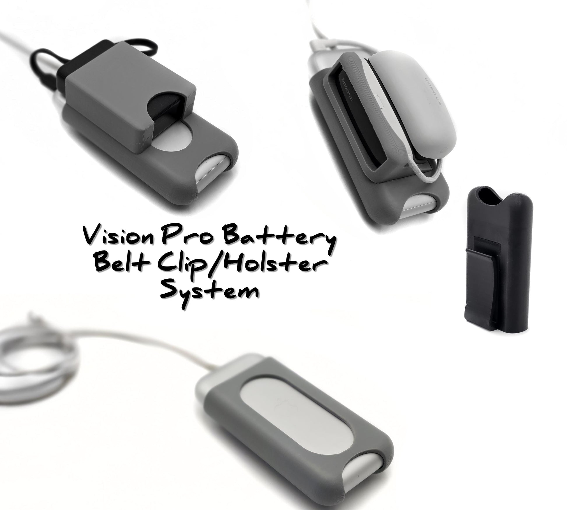 Battery holster/clip for Apple Vision Pro, BoboVR PD100 & Baseus Picogo mount options!